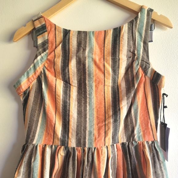 Saint Geraldine, Ivy Dress- Monaco Stripe, Tangerine/Grey/Cream/Light Teal,Small - Picture 3 of 16